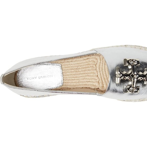 NIB Tory Burch Eleanor Espadrille Leather Flat Metallic Silver 7 7.5 8 8.5 9 9.5 - Picture 5 of 16